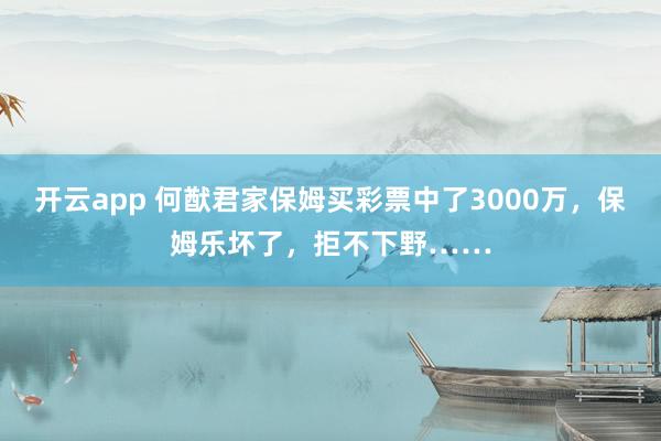 开云app 何猷君家保姆买彩票中了3000万，保姆乐坏了，拒不下野……