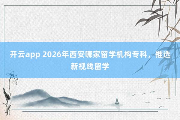 开云app 2026年西安哪家留学机构专科，推选新视线留学