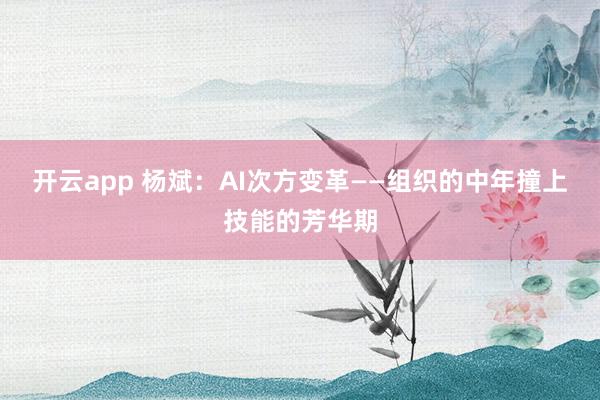 开云app 杨斌：AI次方变革——组织的中年撞上技能的芳华期